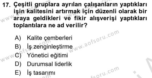 Satış Yönetimi Dersi 2018 - 2019 Yılı 3 Ders Sınavı 17. Soru