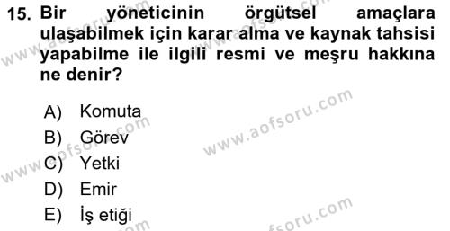 Satış Yönetimi Dersi 2018 - 2019 Yılı Yaz Okulu Sınavı 15. Soru