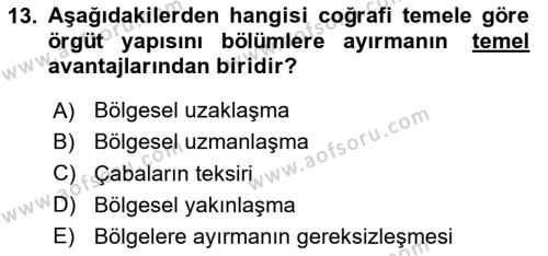 Satış Yönetimi Dersi 2020 - 2021 Yılı Yaz Okulu Sınavı 13. Soru