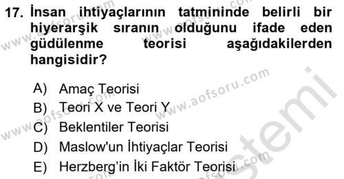 Satış Yönetimi Dersi 2020 - 2021 Yılı Yaz Okulu Sınavı 17. Soru