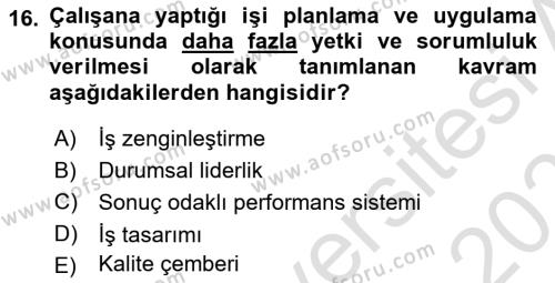 Satış Yönetimi Dersi 2021 - 2022 Yılı (Final) Dönem Sonu Sınavı 16. Soru