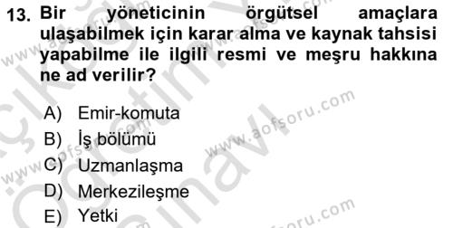 Satış Yönetimi Dersi 2021 - 2022 Yılı Yaz Okulu Sınavı 13. Soru