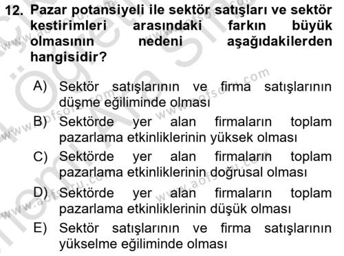 Satış Yönetimi Dersi 2022 - 2023 Yılı (Vize) Ara Sınavı 12. Soru