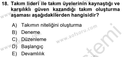 Satış Yönetimi Dersi 2022 - 2023 Yılı (Vize) Ara Sınavı 18. Soru