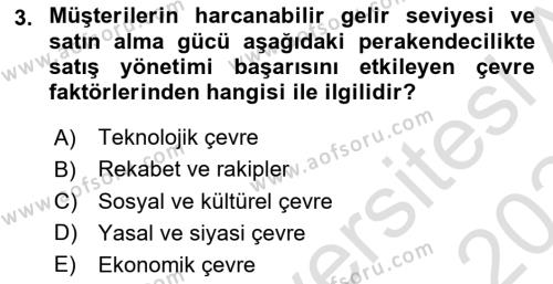 Satış Yönetimi Dersi 2023 - 2024 Yılı (Final) Dönem Sonu Sınavı 3. Soru