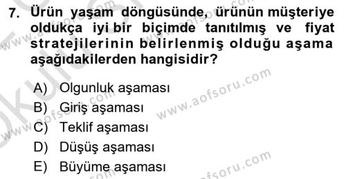 Havayolu Pazarlaması Dersi 2021 - 2022 Yılı Yaz Okulu Sınavı 7. Soru