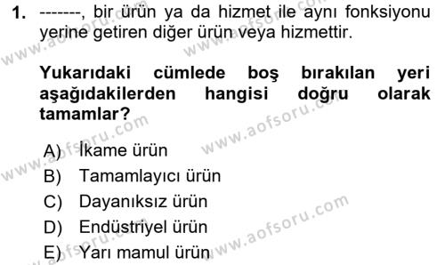 Havayolu Pazarlaması Dersi 2023 - 2024 Yılı Yaz Okulu Sınavı 1. Soru