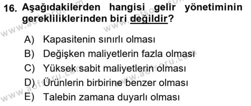 Havayolu Pazarlaması Dersi 2023 - 2024 Yılı Yaz Okulu Sınavı 16. Soru