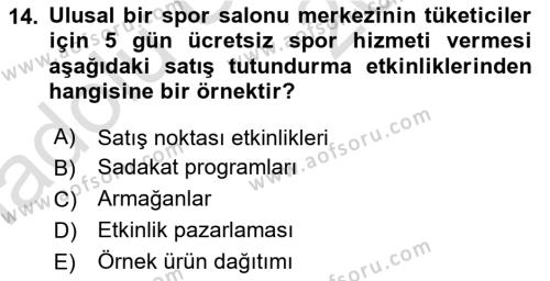 Tanıtım Ve Pazarlama Dersi 2018 - 2019 Yılı 3 Ders Sınavı 14. Soru