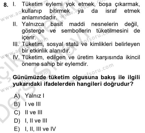 Tanıtım Ve Pazarlama Dersi 2018 - 2019 Yılı 3 Ders Sınavı 8. Soru