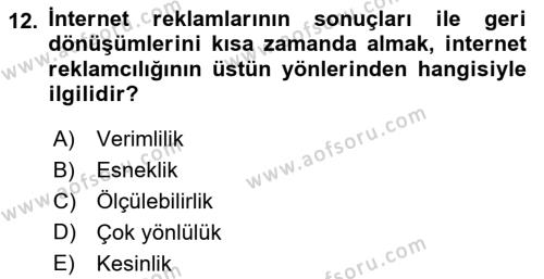 Tanıtım Ve Pazarlama Dersi 2019 - 2020 Yılı (Vize) Ara Sınavı 12. Soru