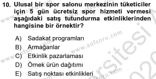 Tanıtım Ve Pazarlama Dersi 2019 - 2020 Yılı (Final) Dönem Sonu Sınavı 10. Soru