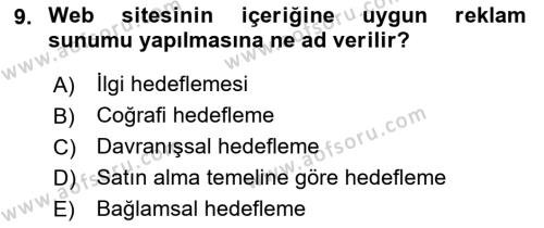 Tanıtım Ve Pazarlama Dersi 2019 - 2020 Yılı Yaz Okulu Sınavı 9. Soru