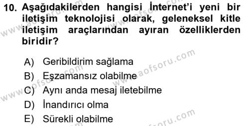 Tanıtım Ve Pazarlama Dersi 2020 - 2021 Yılı Yaz Okulu Sınavı 10. Soru