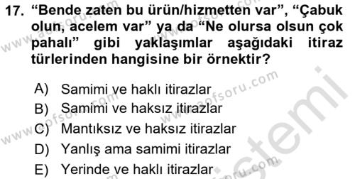 Tanıtım Ve Pazarlama Dersi 2020 - 2021 Yılı Yaz Okulu Sınavı 17. Soru