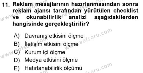 Tanıtım Ve Pazarlama Dersi 2021 - 2022 Yılı (Vize) Ara Sınavı 11. Soru