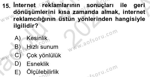 Tanıtım Ve Pazarlama Dersi 2021 - 2022 Yılı (Vize) Ara Sınavı 15. Soru