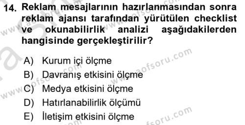 Tanıtım Ve Pazarlama Dersi 2023 - 2024 Yılı (Vize) Ara Sınavı 14. Soru