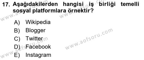 Pazarlama İletişimi Dersi 2022 - 2023 Yılı Yaz Okulu Sınavı 17. Soru