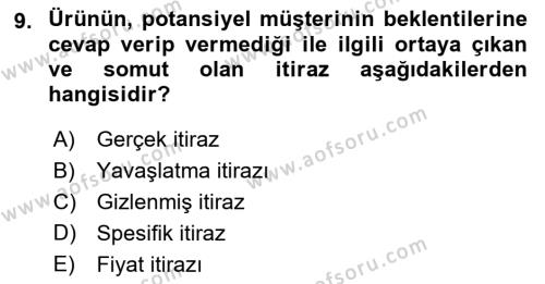 Pazarlama İletişimi Dersi 2022 - 2023 Yılı Yaz Okulu Sınavı 9. Soru