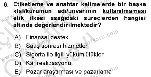 İnternet Ve Mobil Pazarlama Dersi 2021 - 2022 Yılı Yaz Okulu Sınavı 6. Soru