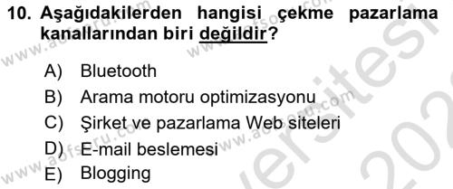 İnternet Ve Mobil Pazarlama Dersi 2022 - 2023 Yılı (Final) Dönem Sonu Sınavı 10. Soru