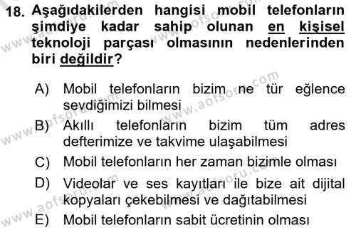 İnternet Ve Mobil Pazarlama Dersi 2022 - 2023 Yılı Yaz Okulu Sınavı 18. Soru