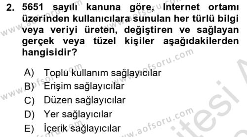 İnternet Ve Mobil Pazarlama Dersi 2022 - 2023 Yılı Yaz Okulu Sınavı 2. Soru