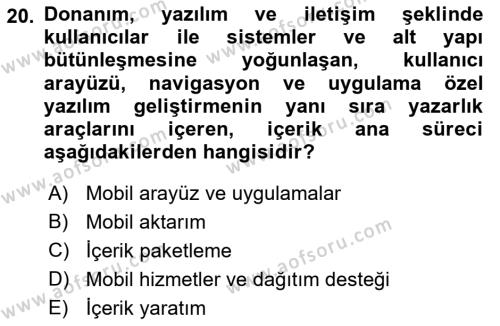 İnternet Ve Mobil Pazarlama Dersi 2022 - 2023 Yılı Yaz Okulu Sınavı 20. Soru