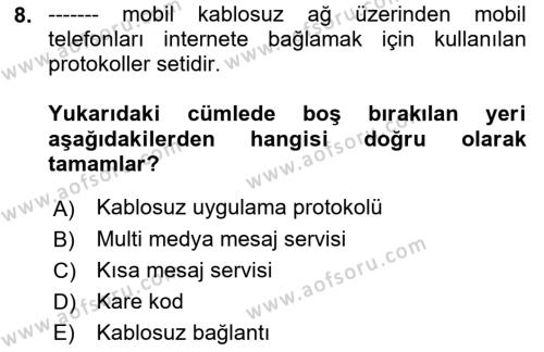 İnternet Ve Mobil Pazarlama Dersi 2022 - 2023 Yılı Yaz Okulu Sınavı 8. Soru