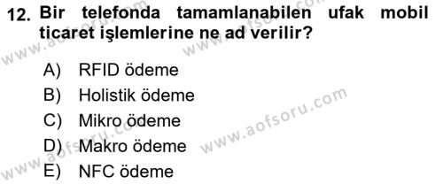 İnternet Ve Mobil Pazarlama Dersi 2023 - 2024 Yılı (Vize) Ara Sınavı 12. Soru