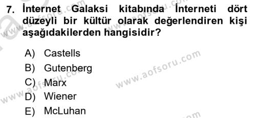 İnternet Ve Mobil Pazarlama Dersi 2023 - 2024 Yılı (Vize) Ara Sınavı 7. Soru