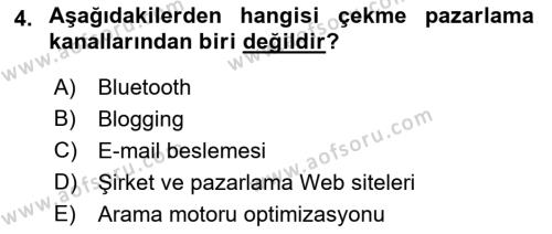 İnternet Ve Mobil Pazarlama Dersi 2023 - 2024 Yılı (Final) Dönem Sonu Sınavı 4. Soru