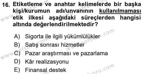 İnternet Ve Mobil Pazarlama Dersi 2023 - 2024 Yılı Yaz Okulu Sınavı 16. Soru