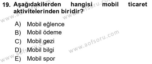 İnternet Ve Mobil Pazarlama Dersi 2023 - 2024 Yılı Yaz Okulu Sınavı 19. Soru