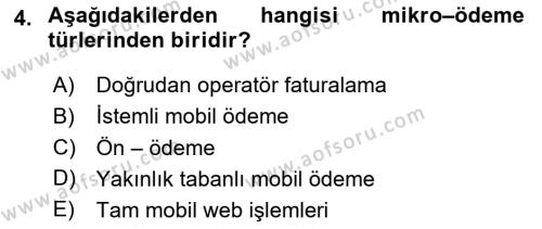 İnternet Ve Mobil Pazarlama Dersi 2023 - 2024 Yılı Yaz Okulu Sınavı 4. Soru