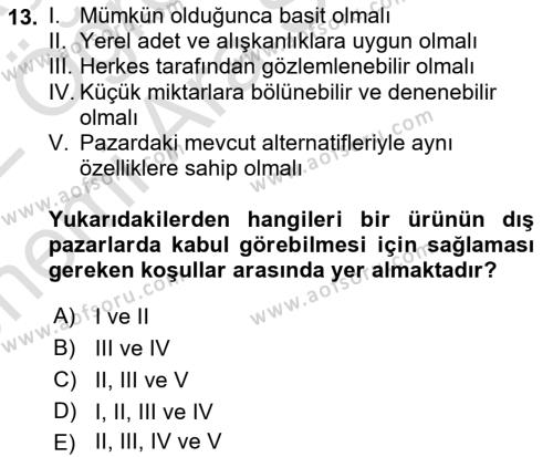 Küresel Pazarlama Dersi 2021 - 2022 Yılı (Vize) Ara Sınavı 13. Soru