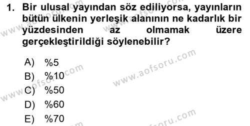 Radyo ve Televizyon Programcılığının Temel Kavramları Dersi 2024 - 2025 Yılı (Vize) Ara Sınavı 1. Soru