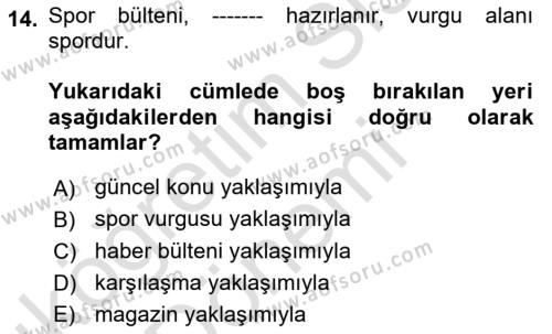 Radyo ve Televizyon Programcılığının Temel Kavramları Dersi 2024 - 2025 Yılı (Vize) Ara Sınavı 14. Soru