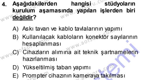 Radyo ve Televizyonda Ölçü Bakım Dersi 2013 - 2014 Yılı (Vize) Ara Sınavı 4. Soru