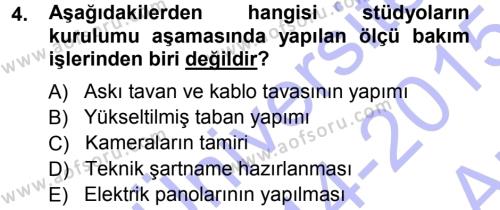 Radyo ve Televizyonda Ölçü Bakım Dersi 2014 - 2015 Yılı (Vize) Ara Sınavı 4. Soru