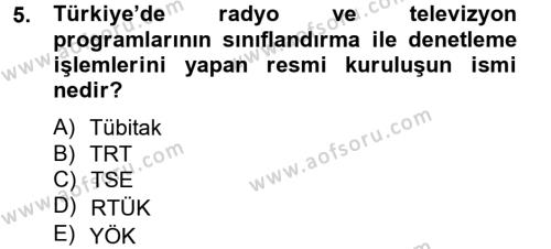 Radyo ve Televizyon Stüdyoları Dersi 2012 - 2013 Yılı (Vize) Ara Sınavı 5. Soru