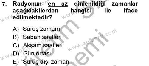 Radyo ve Televizyon Stüdyoları Dersi 2013 - 2014 Yılı (Final) Dönem Sonu Sınavı 7. Soru