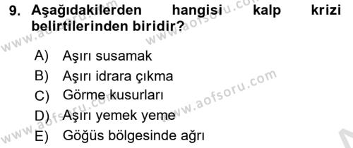 Temel İlk Yardım Bilgisi Dersi 2021 - 2022 Yılı Yaz Okulu Sınavı 9. Soru