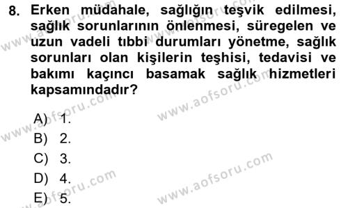 Sağlık İşletmeciliği 1 Dersi 2020 - 2021 Yılı Yaz Okulu Sınavı 8. Soru