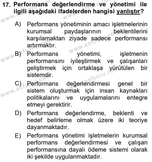 Sağlık İşletmeciliği 1 Dersi 2022 - 2023 Yılı (Final) Dönem Sonu Sınavı 17. Soru