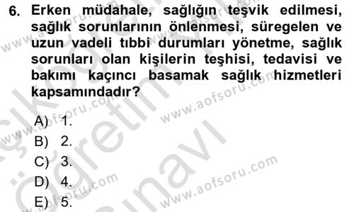 Sağlık İşletmeciliği 1 Dersi 2022 - 2023 Yılı Yaz Okulu Sınavı 6. Soru