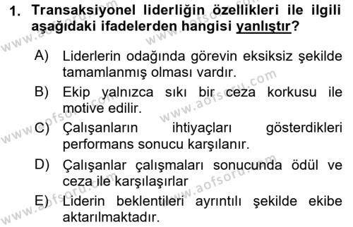 Sağlık İşletmeciliği 1 Dersi 2023 - 2024 Yılı (Vize) Ara Sınavı 1. Soru