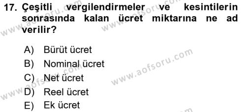 Sağlık İşletmeciliği 1 Dersi 2023 - 2024 Yılı (Vize) Ara Sınavı 17. Soru