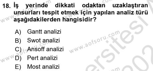 Sağlık İşletmeciliği 1 Dersi 2023 - 2024 Yılı (Vize) Ara Sınavı 18. Soru